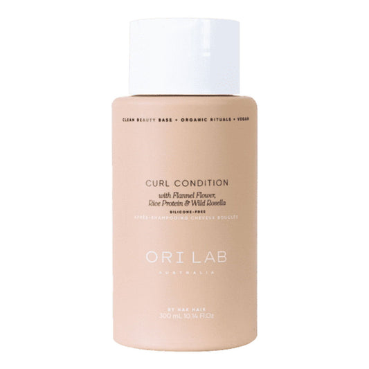 Hair curl conditioner bottle, beige with ORI LAB label and 300 ml text