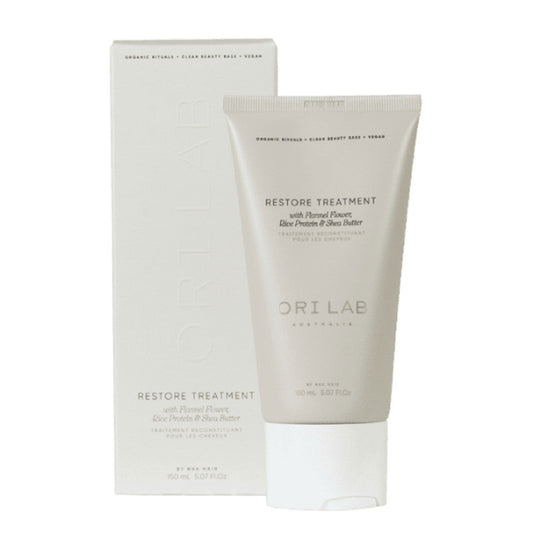 Hair restore treatment tube by ORI Lab, white cream packaging