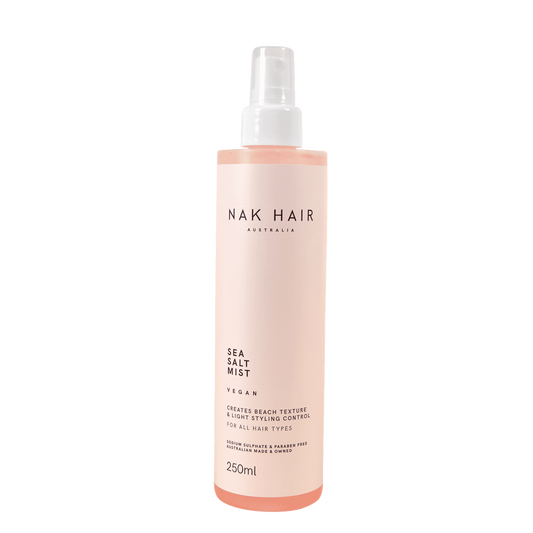 NAK Hair sea salt mist spray 250 ml bottle with pump and pink label