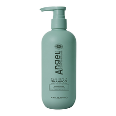 Angel Professional dual repair shampoo bottle, teal pump dispenser, 500ml