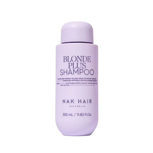 Blonde Plus shampoo bottle, 350 ml, light purple label and cap