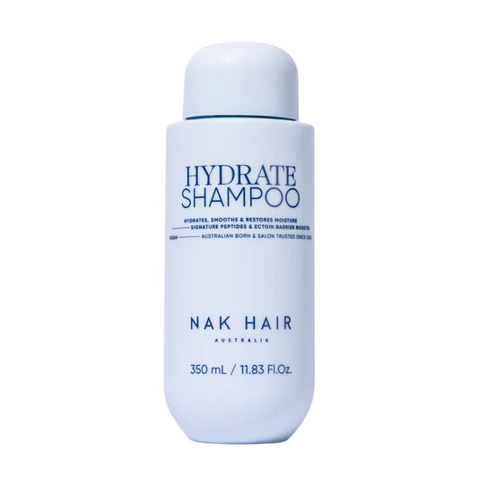 Hydrate shampoo bottle, 350 mL, light blue with blue cap