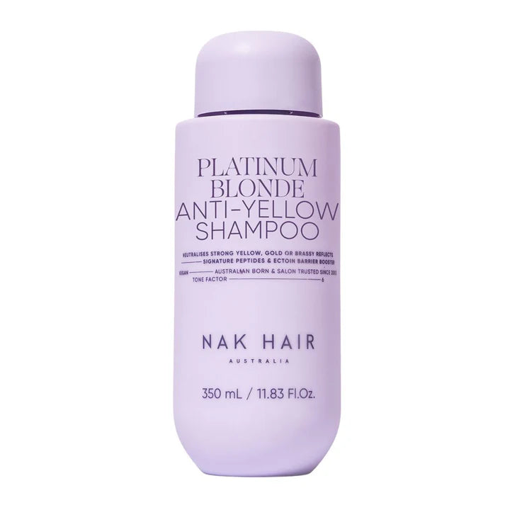 Nak Signature Platinum Blonde Anti-Yellow Shampoo Neutralises Strong Yellow, Gold or Brassy Reflects 350ml