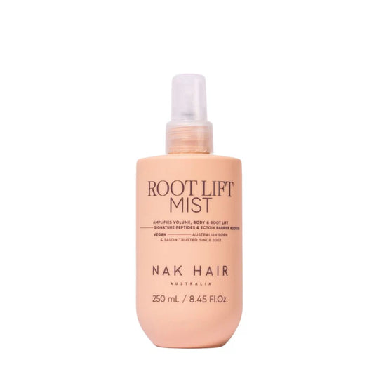 Hair root lift mist spray bottle, 250 ml, peach bottle with pink nozzle