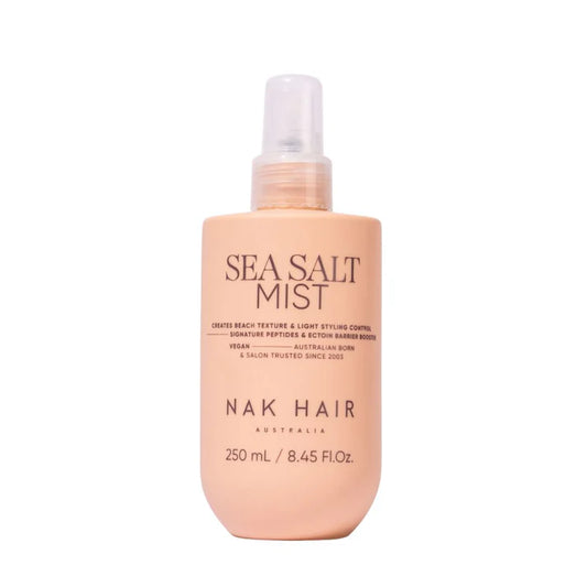 Sea salt mist spray bottle, pink-tan with pump top, 250 mL