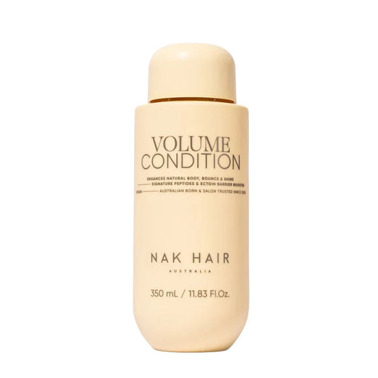 Hair volume conditioner bottle, beige label and cap, 350 mL
