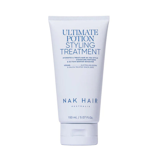 Ultimate Potion Styling Treatment tube, white with blue text, 150 ml