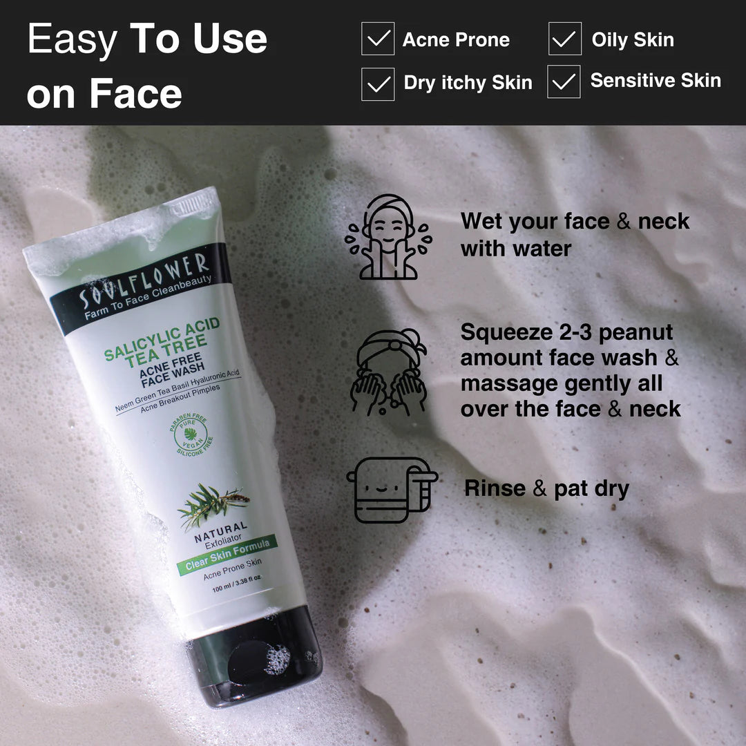 SoulFlower - 2% Salicylic Acid Tea Tree Acne Free Face Wash 100ml