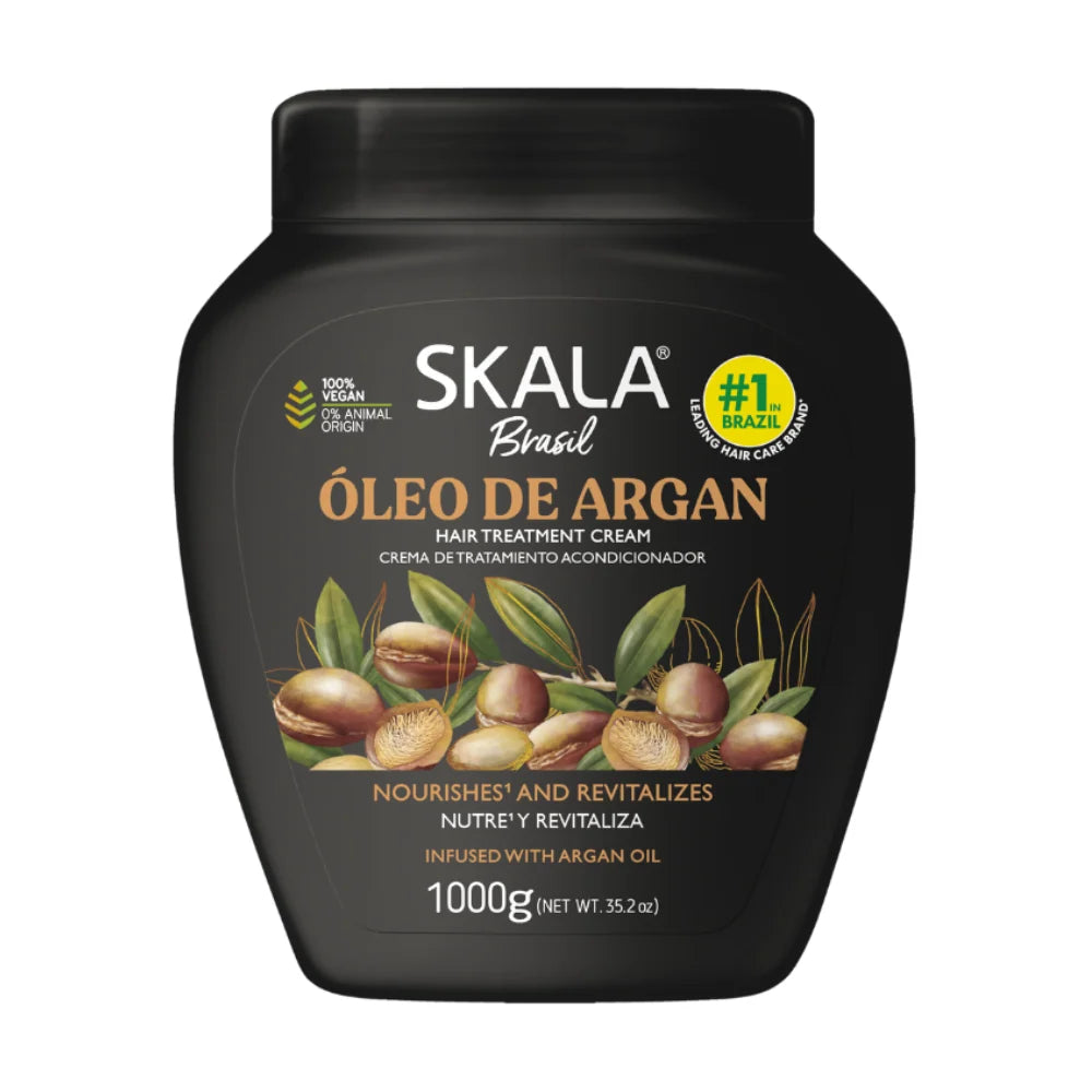 SKALA Oleo de Argan hair treatment cream, dark plastic bottle with flip-top cap, 100g