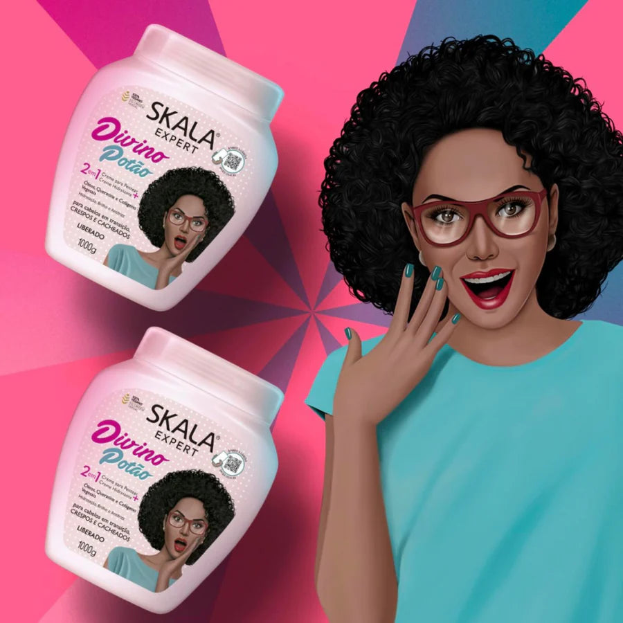 Skala Brasil Divino Potao Divine Curls 2-in-1 Hair Treatment Conditioning Cream for Hydration, Shine and Frizz Control 1000g