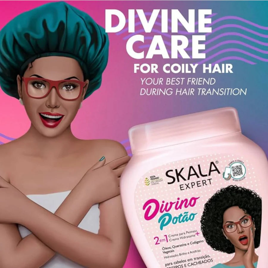 Skala Brasil Divino Potao Divine Curls 2-in-1 Hair Treatment Conditioning Cream for Hydration, Shine and Frizz Control 1000g