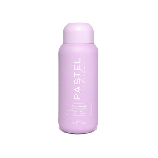 Pastel Collective anti-frizz shampoo bottle, purple plastic, 350 ml