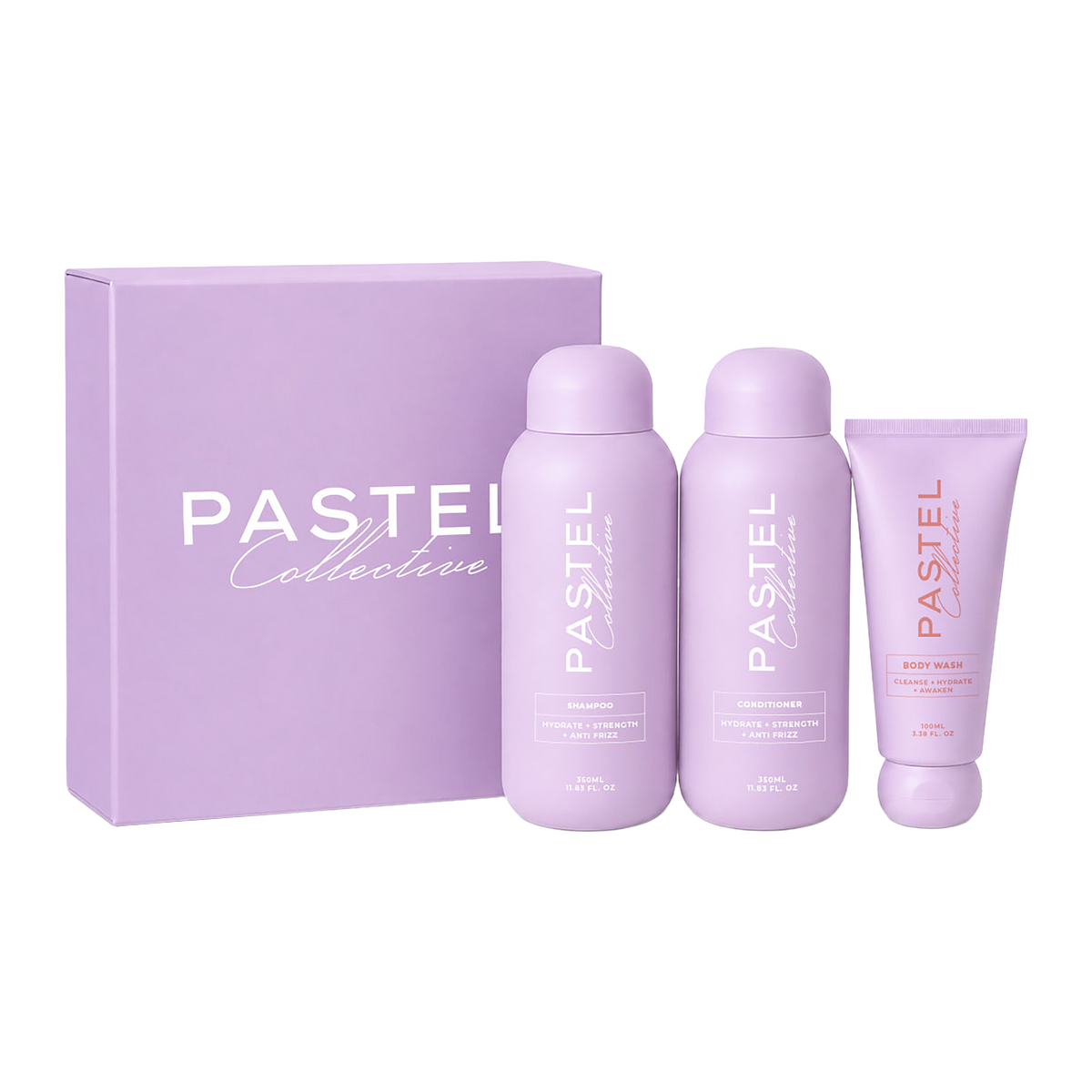 Pastel Collective Hydrate Shampoo 350ml + Hydrate Conditioner 350ml + Body Wash 100ml Gift Set