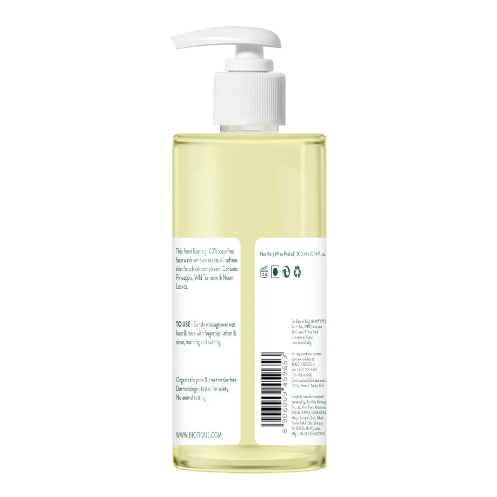 Biotique Pineapple Oil Control Foaming Face Wash For Oily Skin 300ml