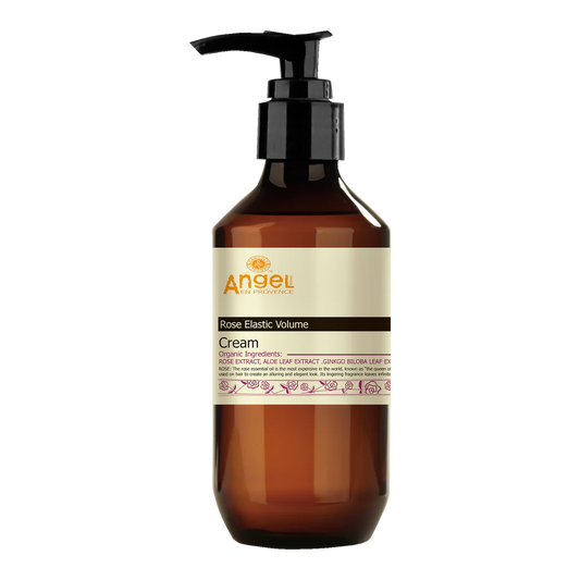 Volumizing cream pump bottle with amber bottle and Angel Rose label, 400ml