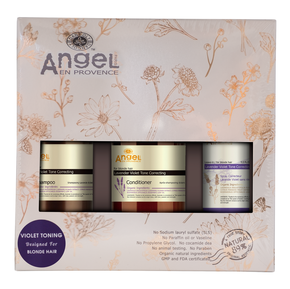 Angel En Provence Helichrysum Shampoo + Conditioner + Violet Toning Spray Gift set - Kess Hair and Beauty