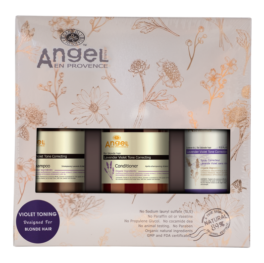 Angel En Provence Helichrysum Shampoo + Conditioner + Violet Toning Spray Gift set - Kess Hair and Beauty