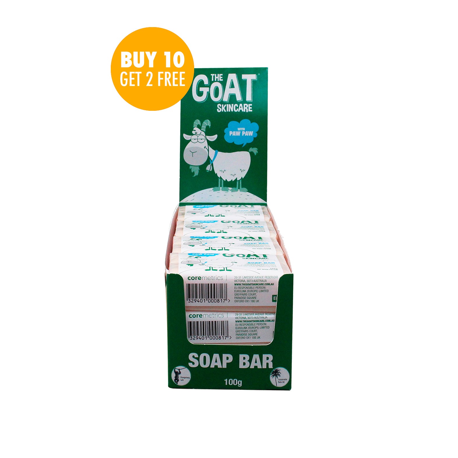 The Goat Skincare Soap Bar with PawPaw CARTON 12x100g - Kess Hair and Beauty