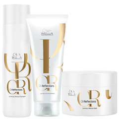 Wella Oil Reflections hair care set with shampoo, instant conditioner, and mask