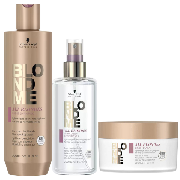 Schwarzkopf - BlondMe All Blondes Light Shampoo, Spray Conditioner & Mask Bundle