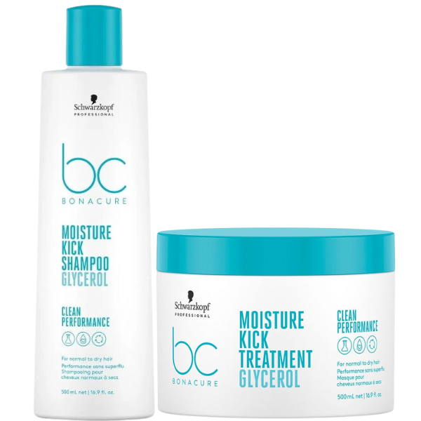 Schwarzkopf - BC Bonacure Clean Performance Moisture Kick Shampoo & Treatment 500ML Bundle