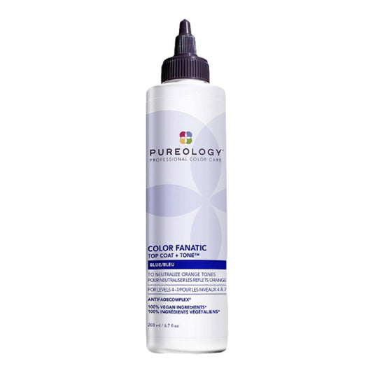 Pureology Color Fanatic top coat + tone liquid in squeeze bottle, blue cap, light blue