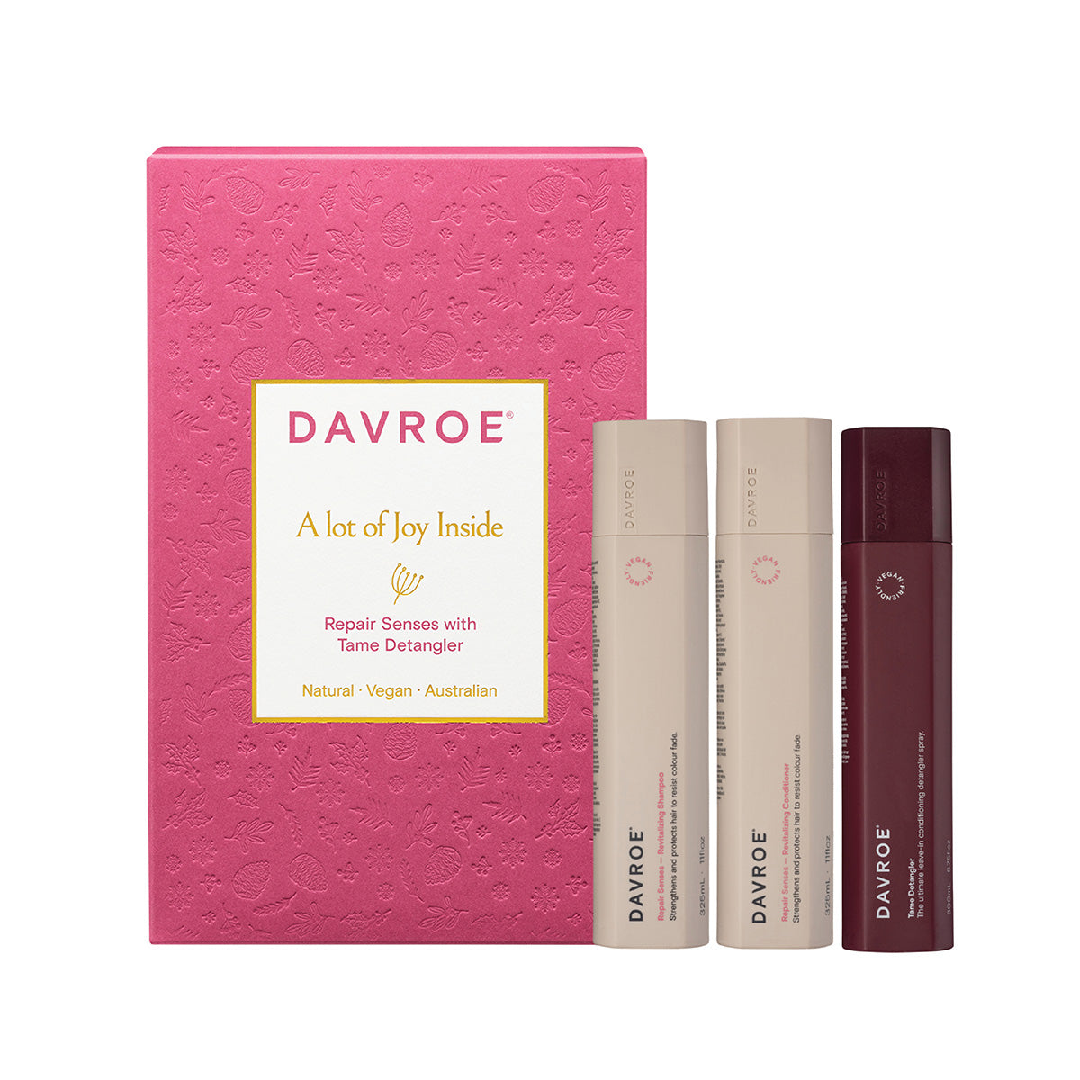 Davroe repair senses trio pack gift set: pink box with 3 bottles