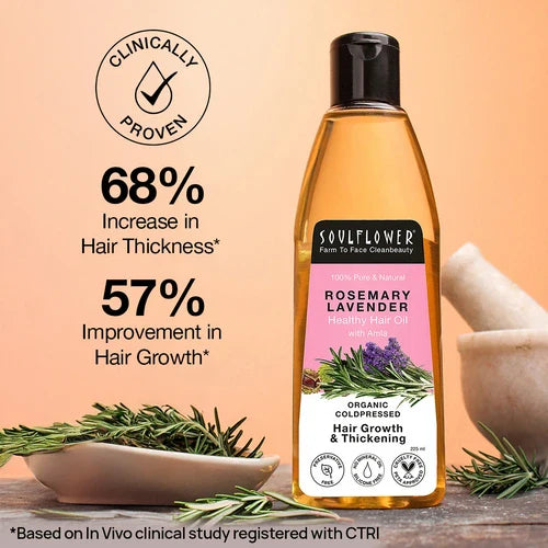 SoulFlower - Rosemary Lavender Hair Growth Oil for Healthy and Nourished Hair 225ml