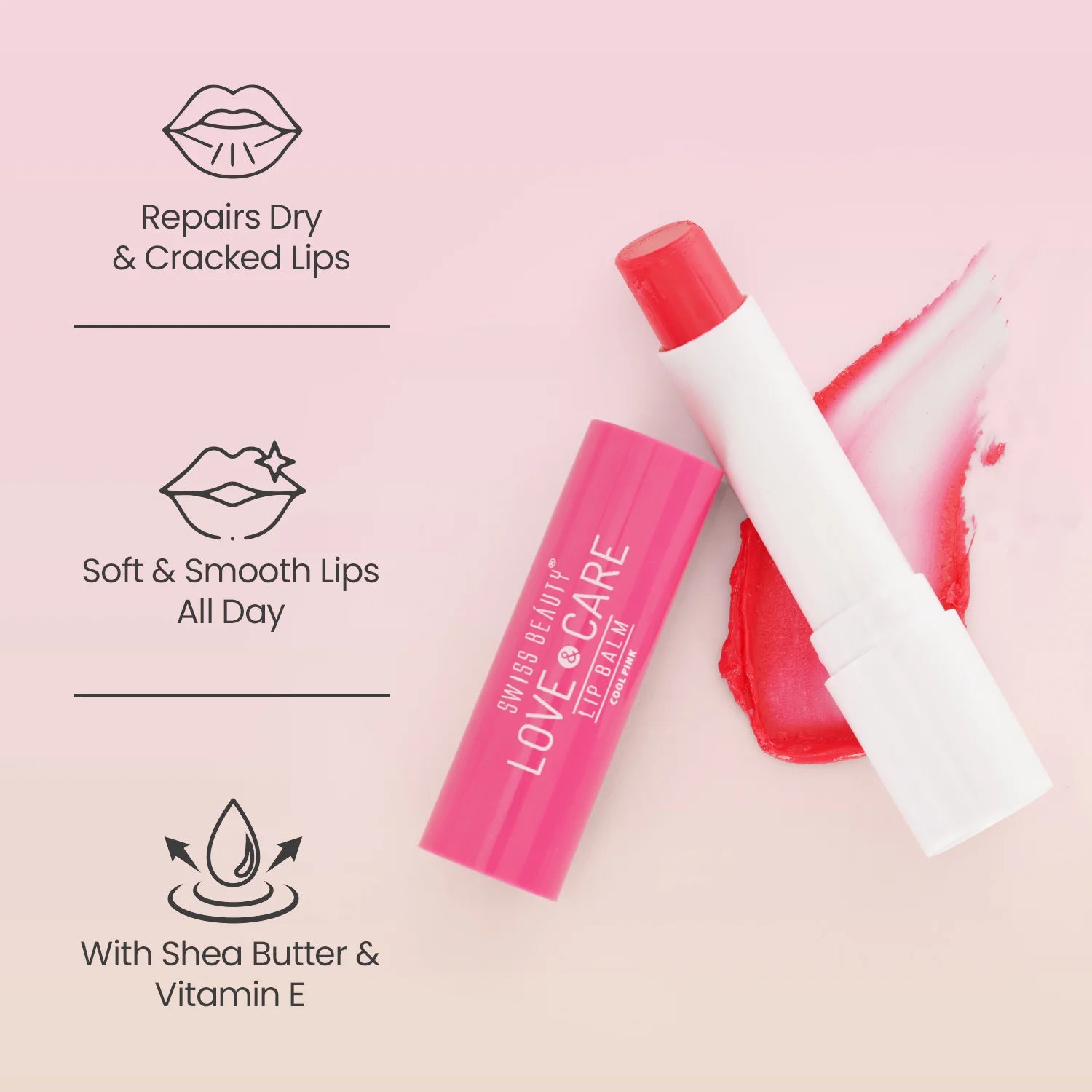 Swiss Beauty Love & Care lip Balm Shade No. 04 Strawberry