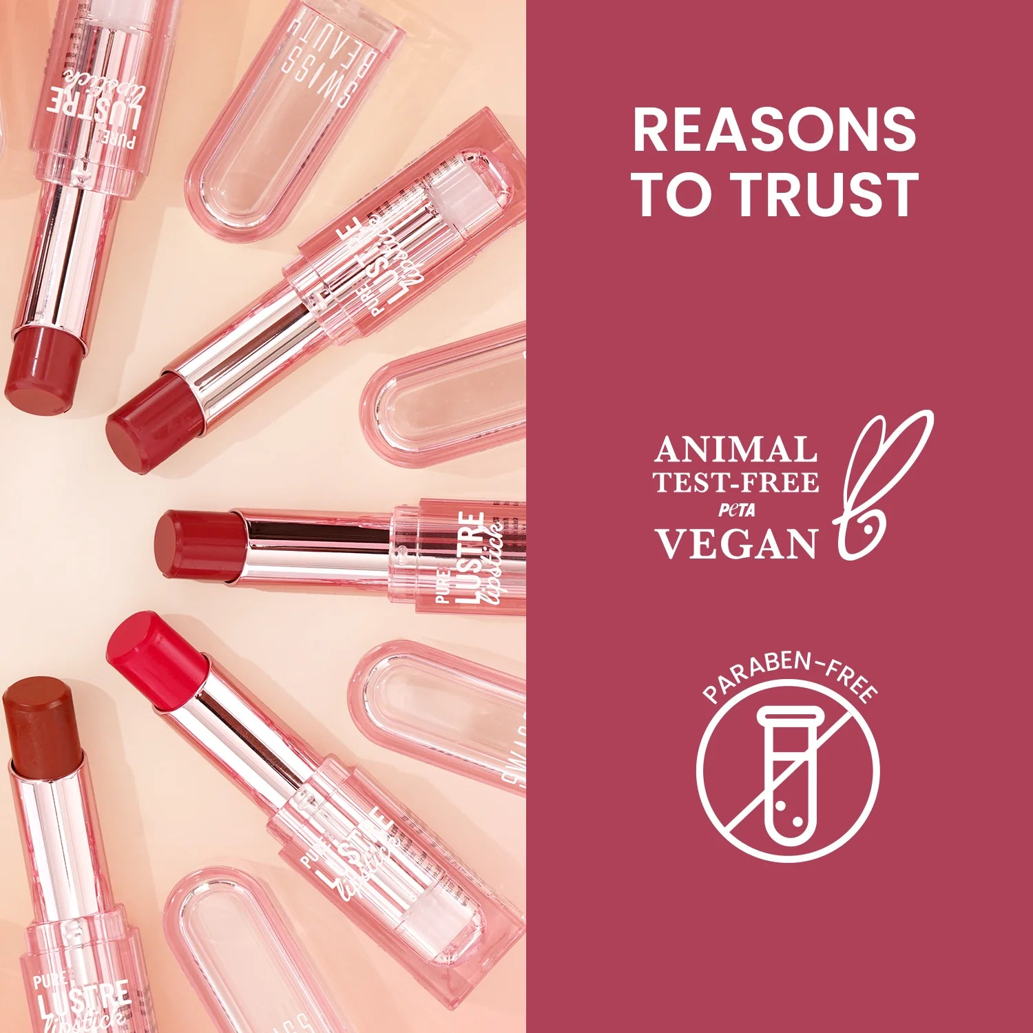 Swiss Beauty Pure Lustre Lipstick Shade No. 08 Bleached Pink