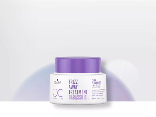 Schwarzkopf Professional BC Frizz Away Treatment bottle with purple cap