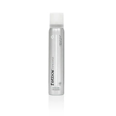 Spray putty can with white cap, metallic silver body