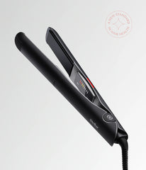 Black hair straightener with side controls and power indicator