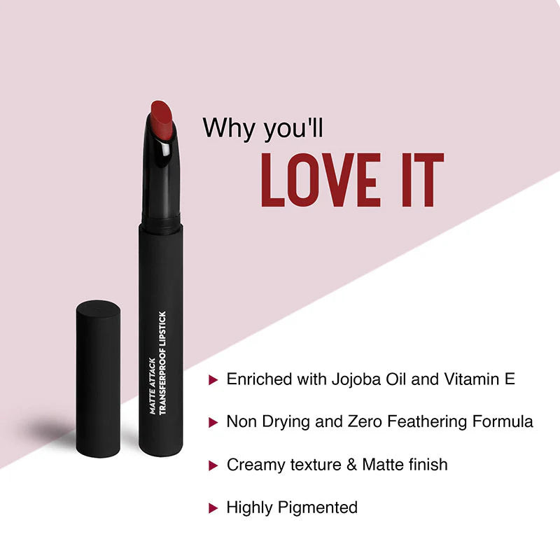 Sugar - Matte Attack Transferproof Lipstick Color: 02 Red Zeppelin (Chilli Red)