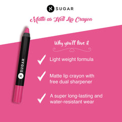 Sugar - Matte As Hell Crayon Lipstick Color: 02 Mary Poppins (Fuchsia) | 2.8 gm