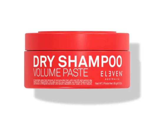 Red dry shampoo volume paste jar with front label, 85 g