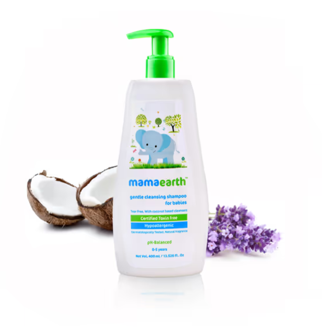 Mamaearth Gentle Cleansing Shampoo for Babies | Infused with Coconut, Jojoba Oil, Calendula Extract & Aloe Vera Extract | Tear-Free Natural Shampoo | 400 ml