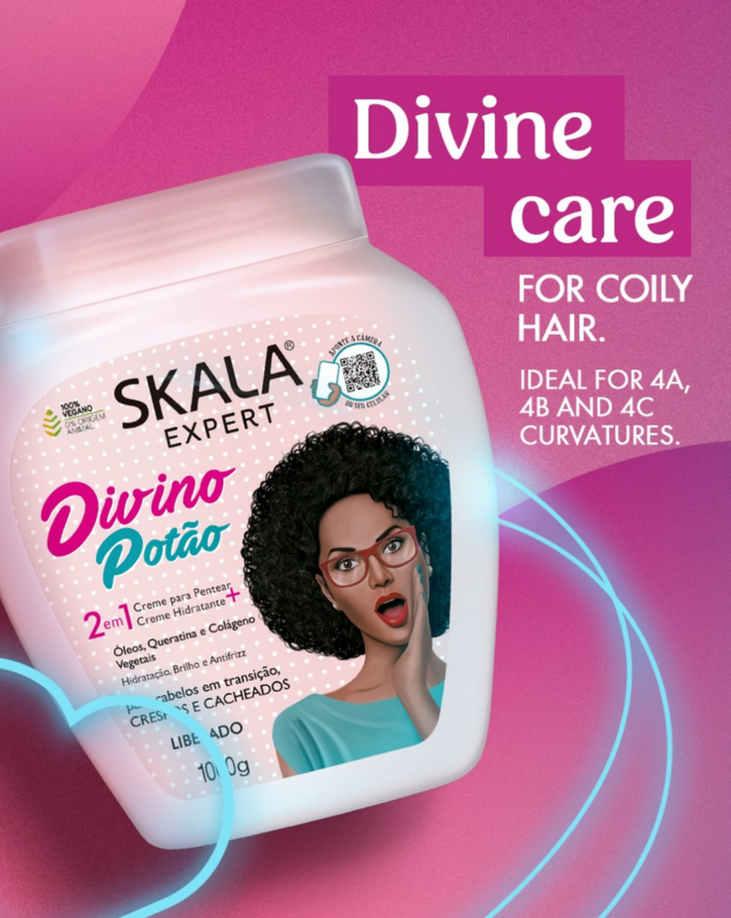 Skala Brasil Divino Potao Divine Curls 2-in-1 Hair Treatment Conditioning Cream for Hydration, Shine and Frizz Control 1000g
