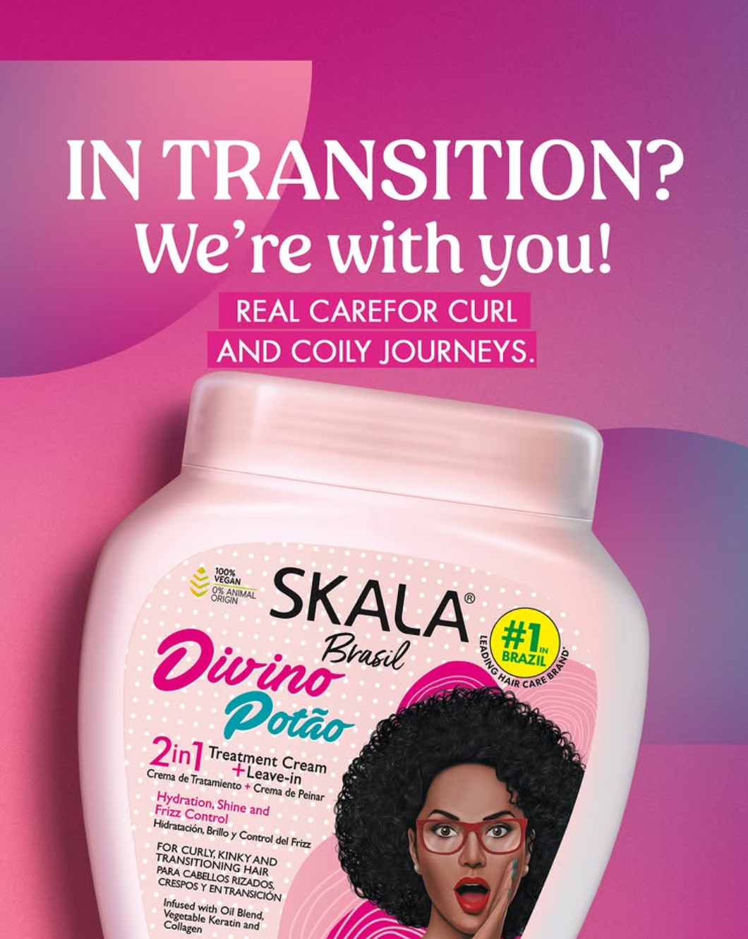 Skala Brasil Divino Potao Divine Curls 2-in-1 Hair Treatment Conditioning Cream for Hydration, Shine and Frizz Control 1000g