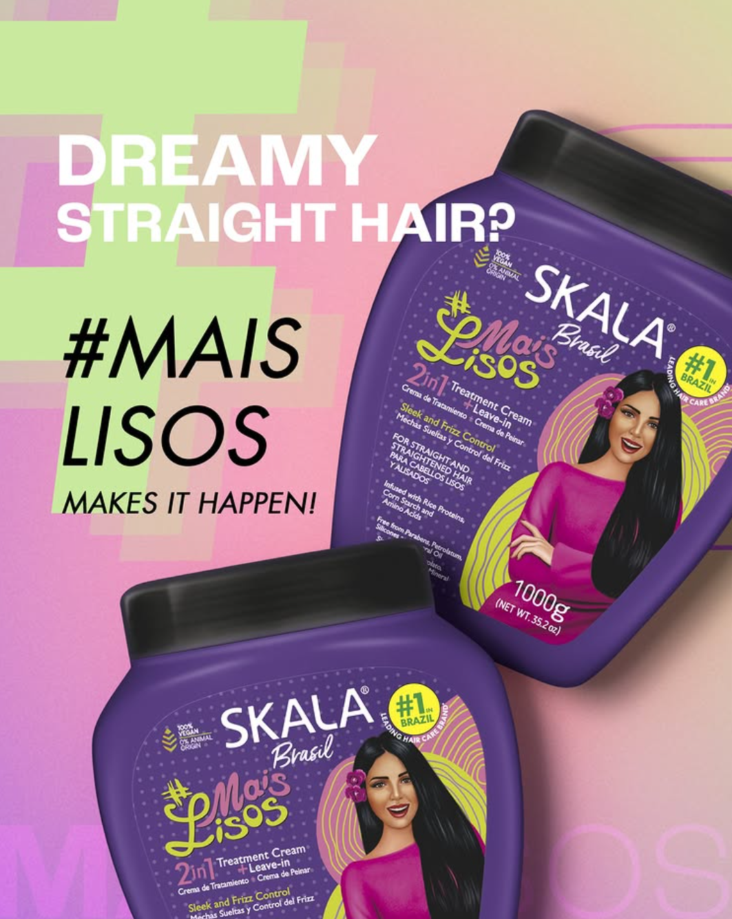 Skala Brasil Mais Lisos 2-in-1 Hair Treatment Conditioning Cream for Straight Hair 1000g