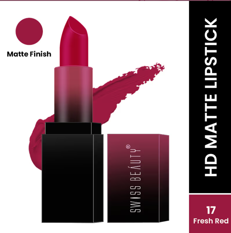 Swiss Beauty HD Matte Lipstick Shade No. 17 Fresh Red