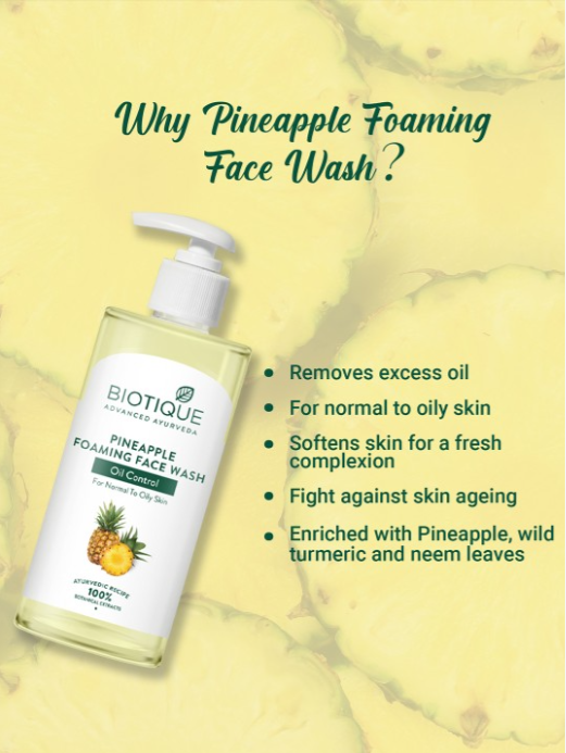 Biotique Pineapple Oil Control Foaming Face Wash For Oily Skin 300ml
