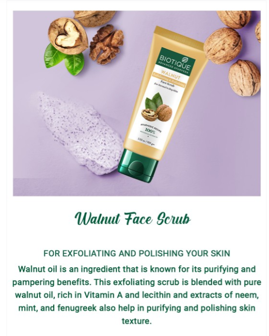 Biotique Walnut Exfoliating & Polishing Face Scrub 100g