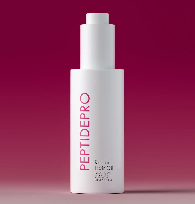 KOBO PeptidePro Repair Hair Oil bottle, white cylinder with cap