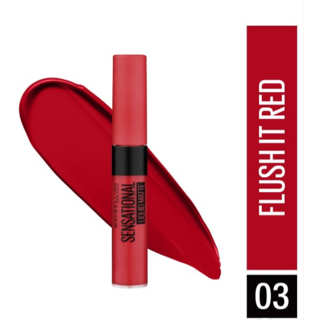 Maybelline - New York Sensational Liquid Matte Lipstick, Weightless Comfort - 03 Flush It Red 7ml