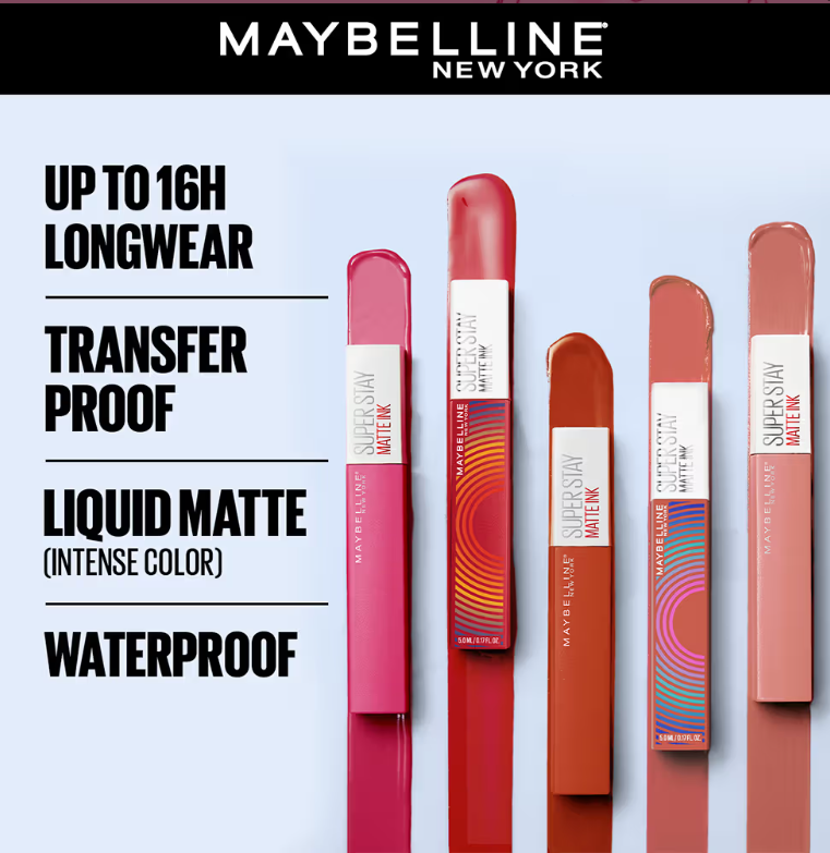 Maybelline - New York Super Stay Matte Ink Liquid Lipstick, Lasts Up to 16 Hours - 125 Inspirer 5ml