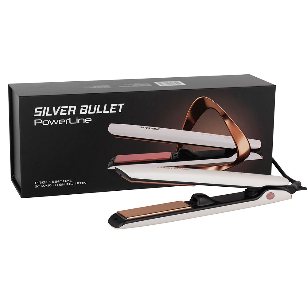 Silver Bullet Powerline Hair Straightener- White - Kess Hair and Beauty