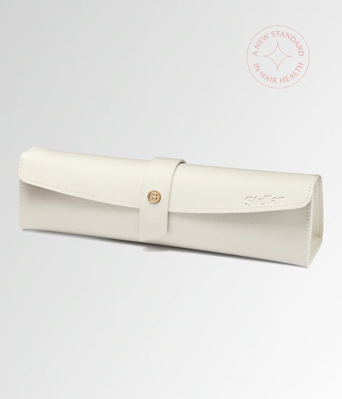 Cream protective storage pouch for hair straightener with snap strap