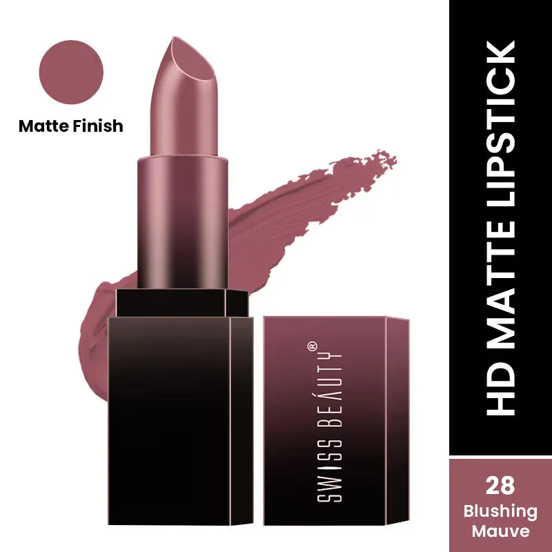 Swiss Beauty HD Matte Lipstick Shade No. 28 Blushing Mauve