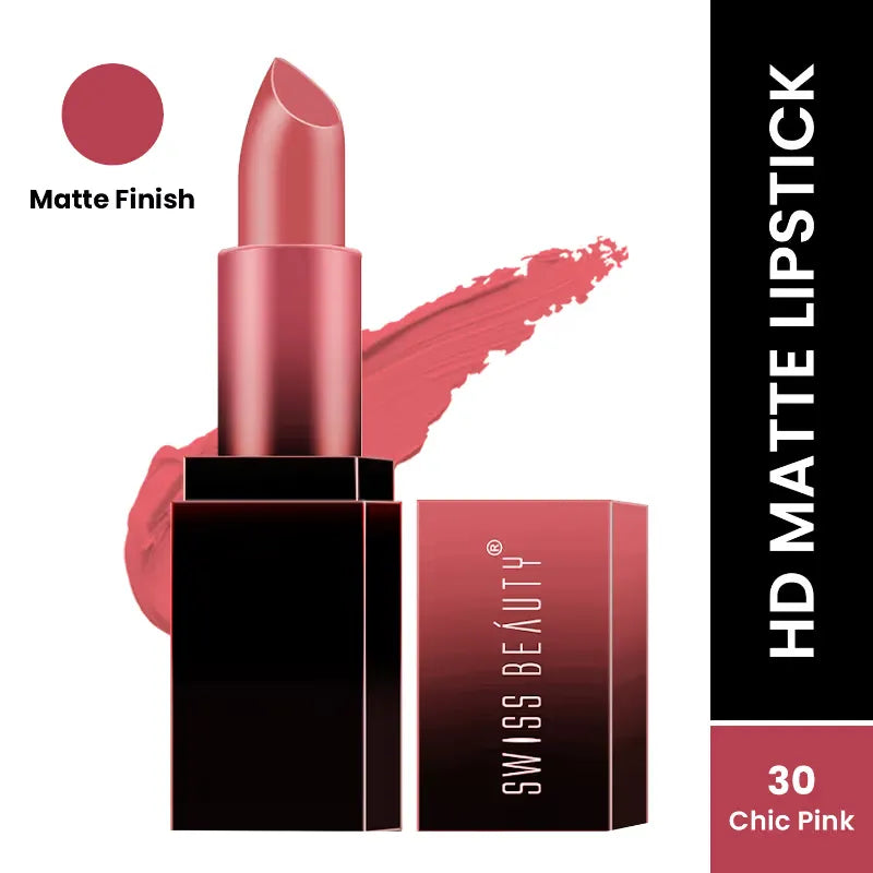 Swiss Beauty HD Matte Lipstick Shade No. 30 Chic Pink